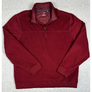 Arrow 1/4 Quarter Zip Sweater Men 2XLT Red Cotton Blend Pullover Burgundy Grunge
